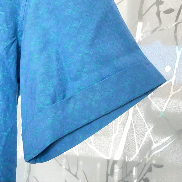 Authentic KENZO HOMME Slim Fit blue print collar button up short sleeve shirt - Picture 4 of 11